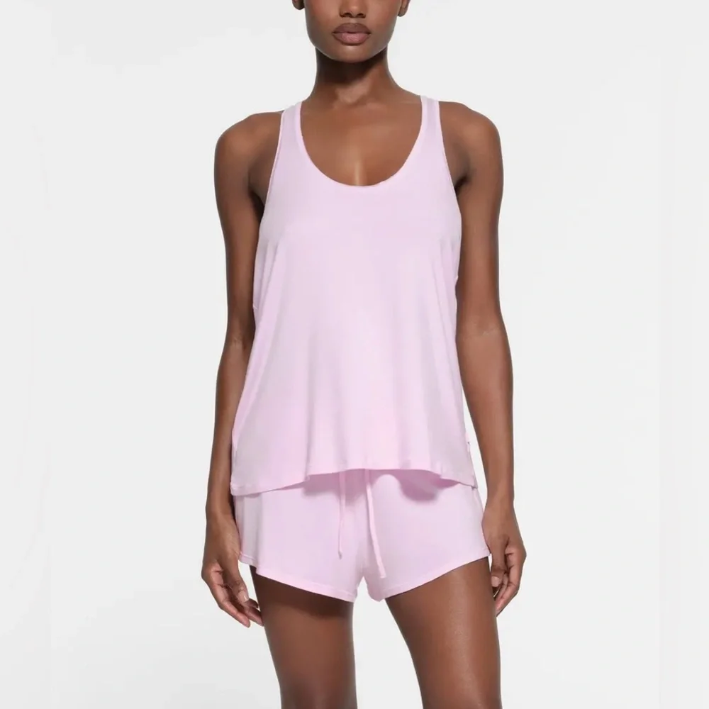 SKIMS Sleep Set - Loose Tank & Shorts - Cherry Blossom